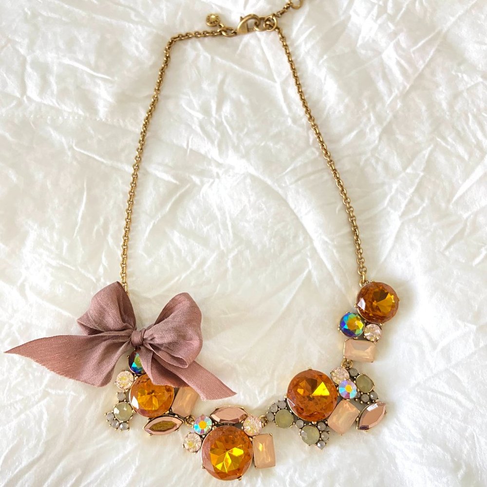 JCREW AMBAR & PEACH STATEMENT NECKLACE GORGEOUS!